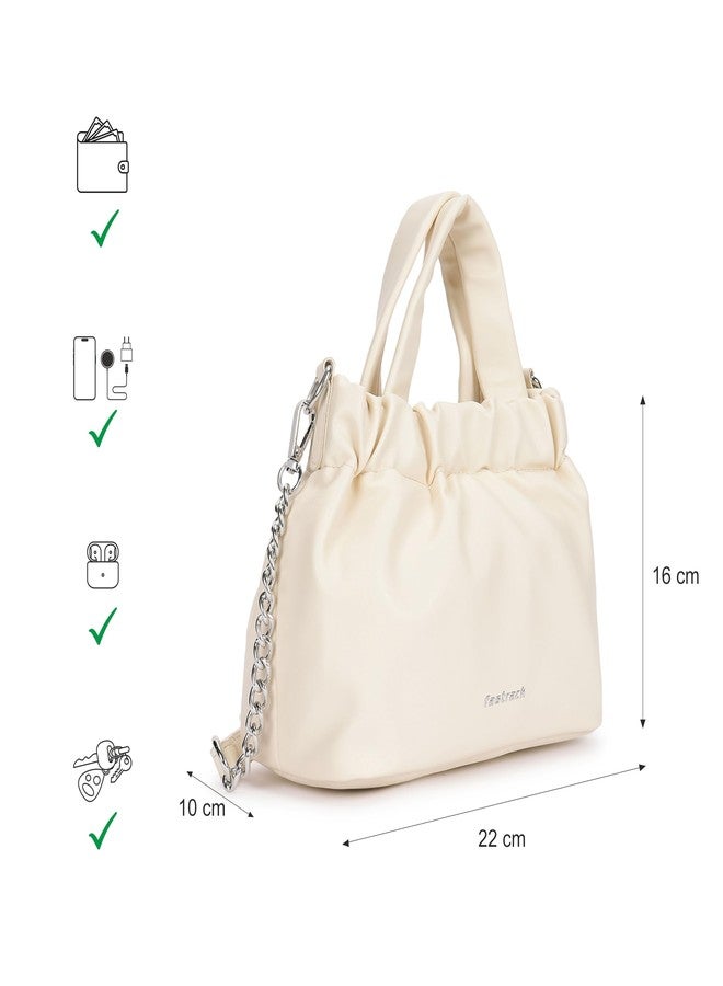 Fastrack Ruched Sling Bag for Women | Compact Faux Leather Crossbody with Detachable Chain Strap, Magnet Closure and Inner Pockets | Minimalist Everyday Sling for Casual and Evening Looks - Image 4